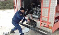 Новости » Общество: В Багерово спасатели учились тушить пожар на винзаводе