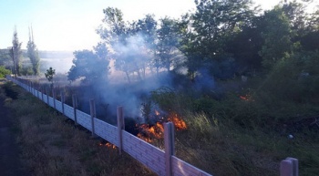 Новости » Общество: В Ленинском районе на территории заброшенного дачного кооператива горела сухая трава