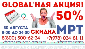 Глобальная скидка 50% на МРТ диагностику, любой области!