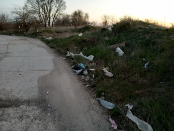 Новости » Общество: После уборки свалки, улица в Керчи осталась замусорена