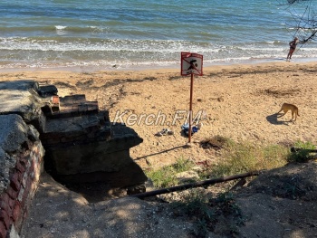 Новости » Общество: Аршинцевский пляж сползает в море: уже рушится облицовка «шайбы»