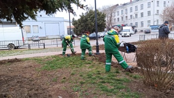 Новости » Общество: К весеннему посеву начали готовить клумбы в Керчи