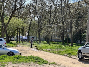 Новости » Общество: И на нашей улице праздник: в Керчи между жилых домов начали косить траву