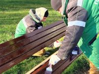 В Керчи ремонтируют скамейки вдоль улицы Ворошилова